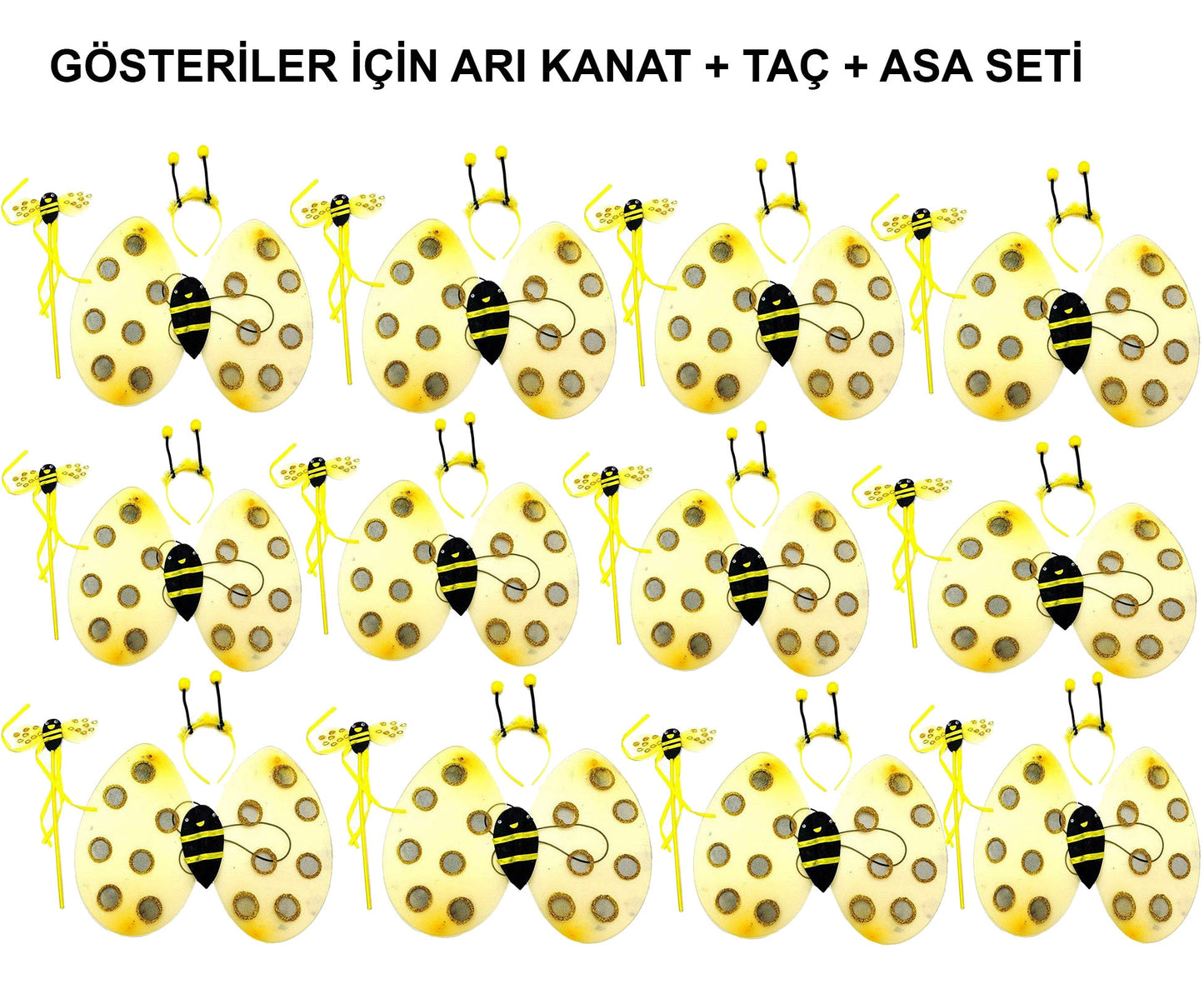 Okul Gösterileri için 12'li Arı Kanadı Seti - Etkinlik Kanatları (5347)