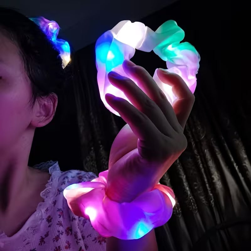 Pink LED Elastic Hair Clip - 3-Mode Festival - Party Hair Clip (5347)