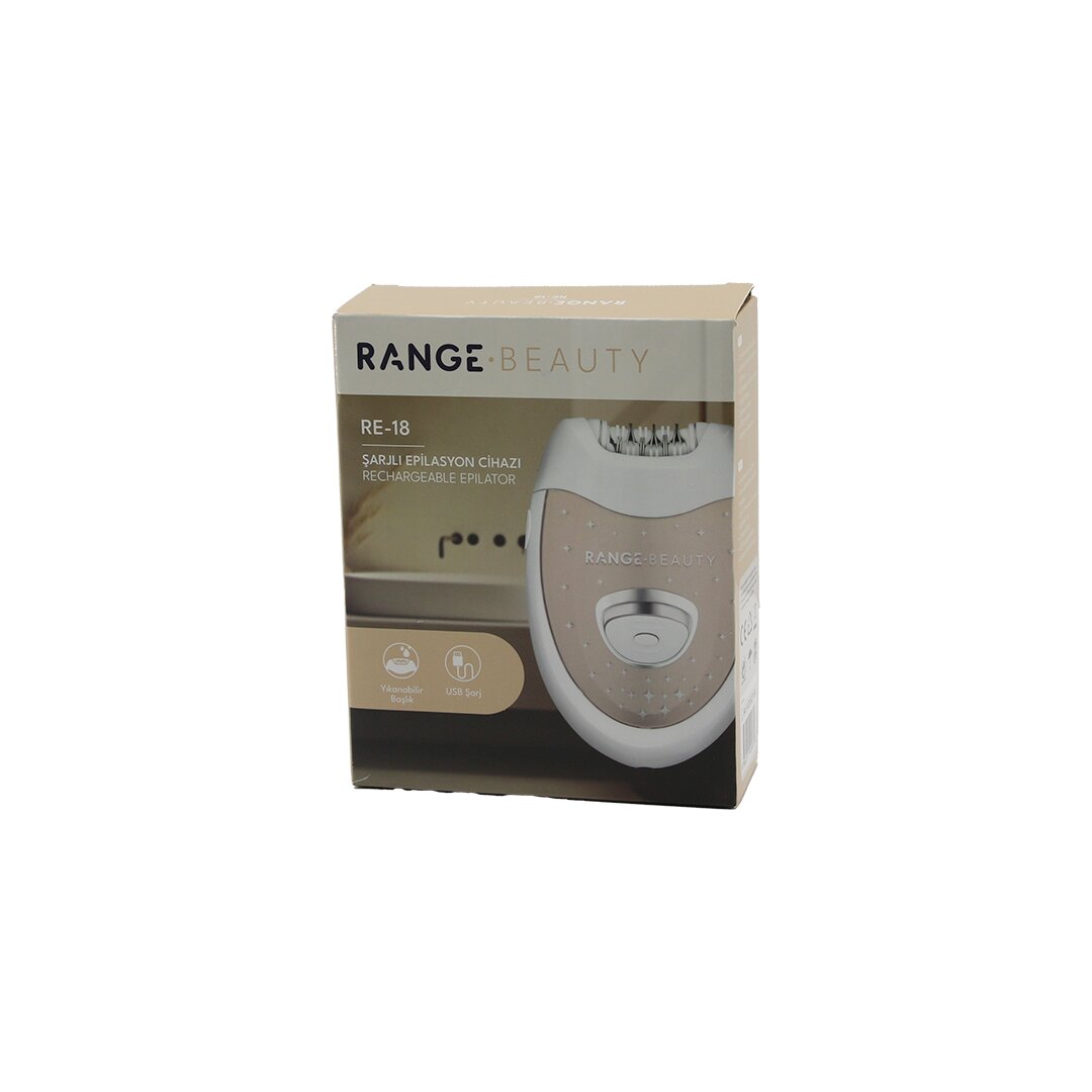 RANGE BEAUTY RE-18 جهاز إزالة الشعر سلكي USB = 50 دقيقة، سرعتان، رأس قابل للغسل = 18 ملقط مزدوج (5347)
