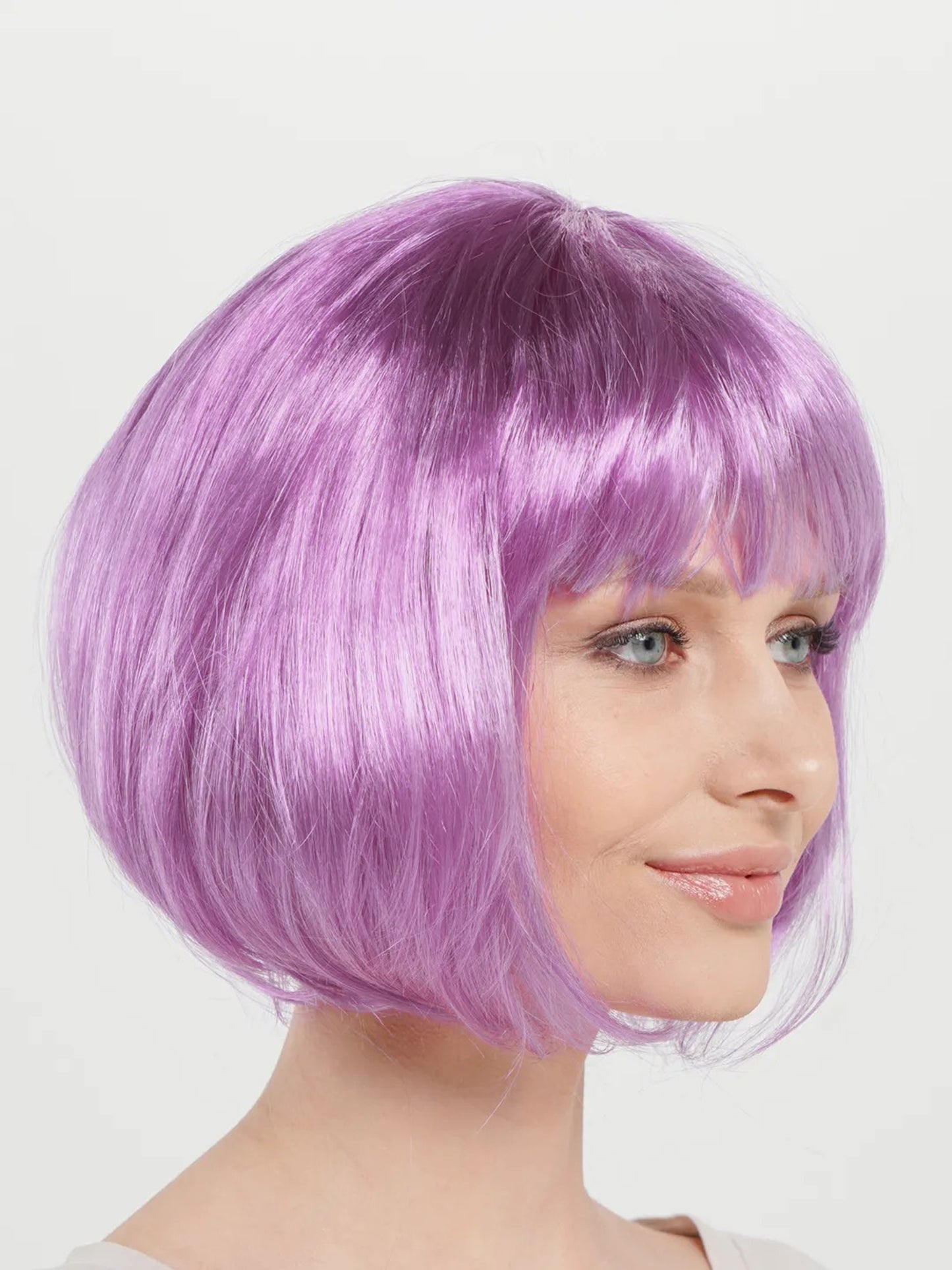 Rose Pink Straight Cut Bob Party Wig Short Synthetic Hair (5347)