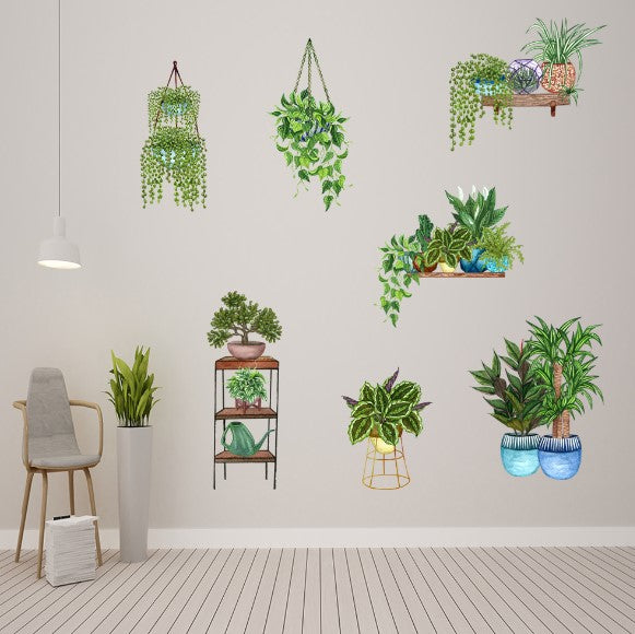Potted Flower Design Adhesive Sticker (5347)