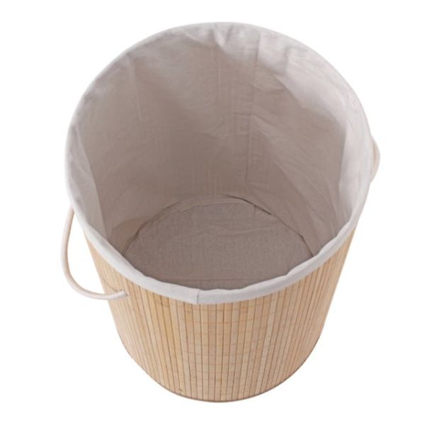 DecoHandy Round Bamboo Laundry Basket