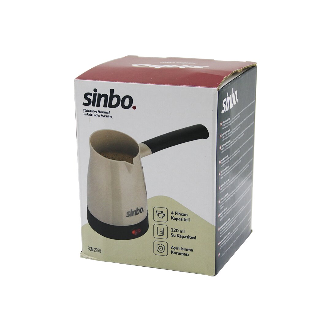 سينبو SCM-2975 غلاية قهوة كهربائية، ماكينة قهوة تركية، ستانلس ستيل، مقاومة حرارية مخفية، 700 واط، 4 أكواب - 320 مل، مقبض قابل للإزالة (5347)