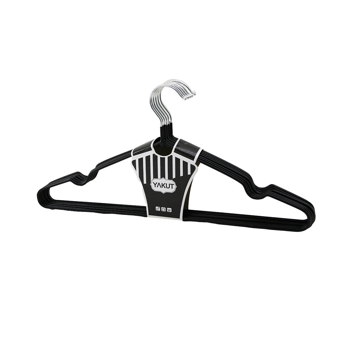SİYAH 10PCS SİLİKON KAPLAMALI METAL ELBİSE ASKISI (5347)