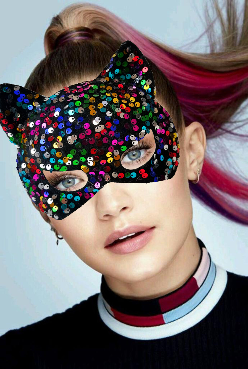 Black Velvet Sequin Party Mask