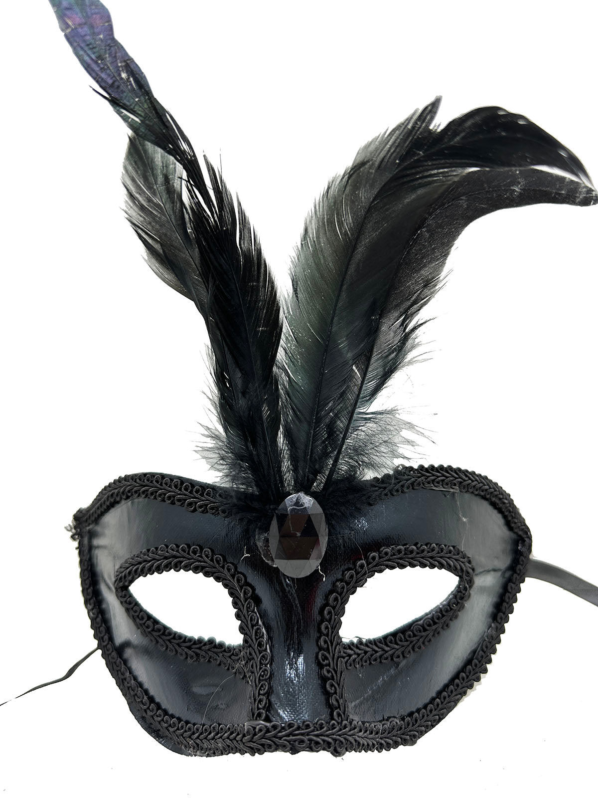 Patent Leather Red Feathered Party Mask