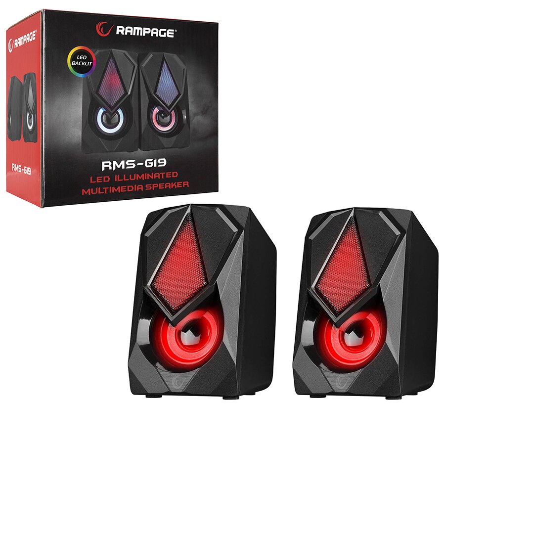 SİYAH - RGB IŞIKLI 1+1 HOPARLÖR SPEAKAER SET USB KABLO 2.0 MULTİMEDYA - 5W (5347)
