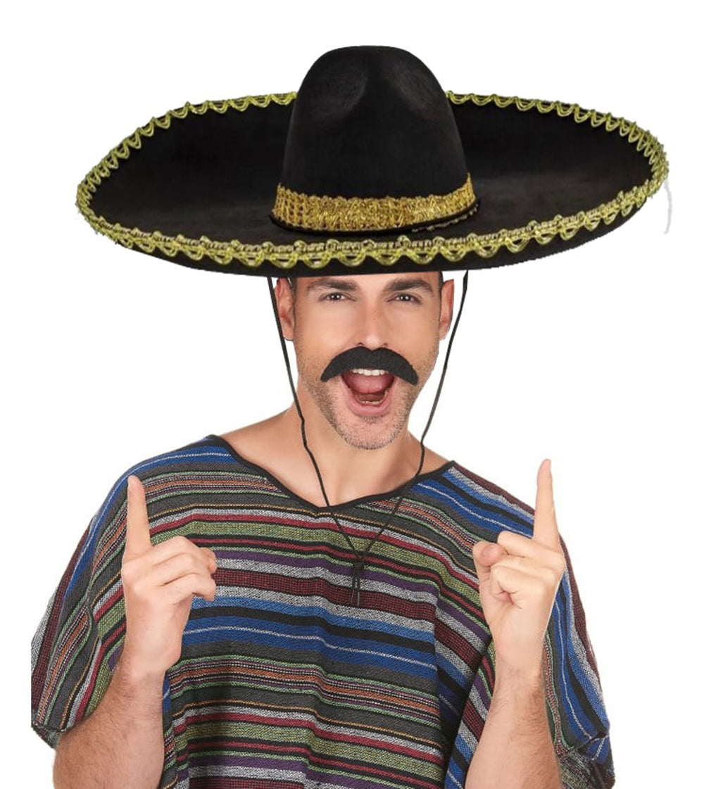 Sombrero Mexican Hat Gold Striped Adult Size
