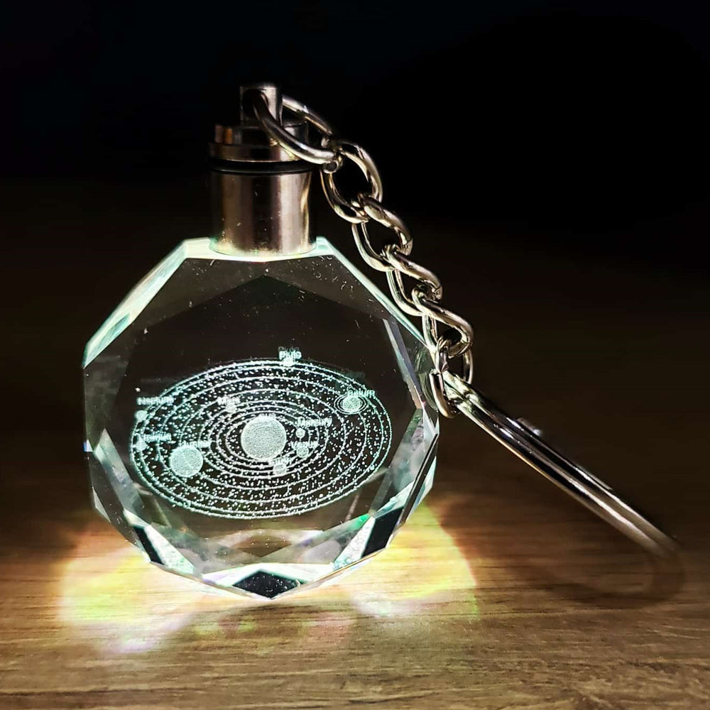 Planet-Themed Color-Changing Crystal Keychain