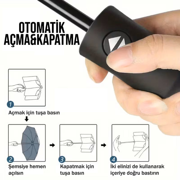 Automatic Compact Umbrella with Black Cover