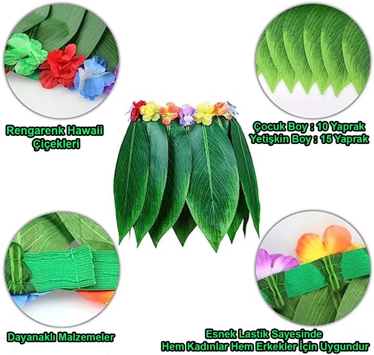 Tropical Inspired Hawaiian Leaf Party Skirt Adult Size