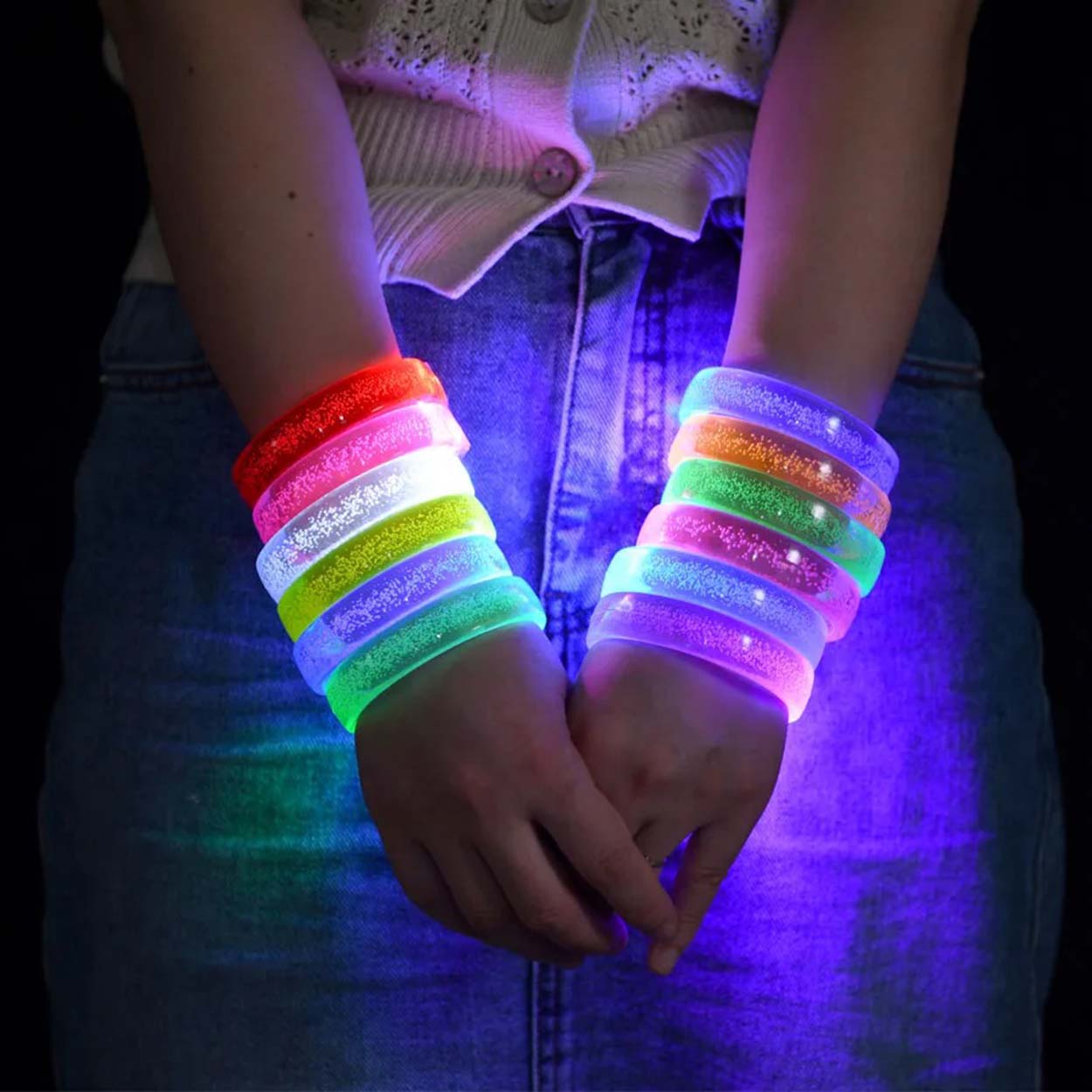 Orange LED Light-Up Printable Battery-Powered Wristband Bracelet 1.5 cm Width (5347)