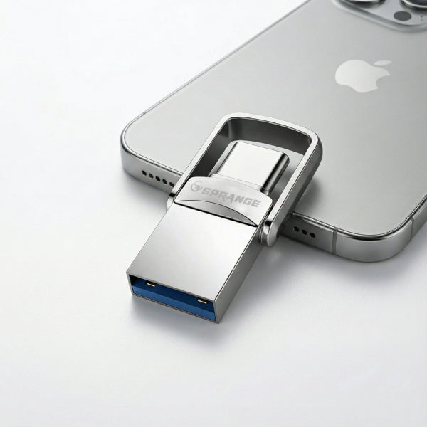 فلاش ديسك معدني بمنفذين USB 3.2 Type-C وUSB سعة 64 جيجابايت