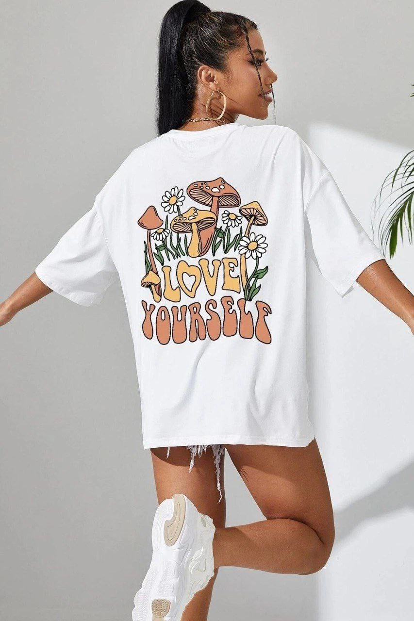 Unisex Printed Oversize T-Shirt - White