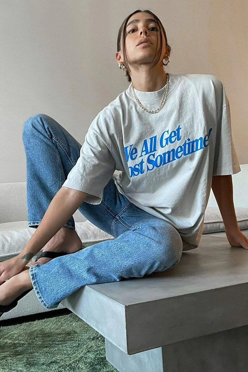 Unisex Printed Oversize T-Shirt - White