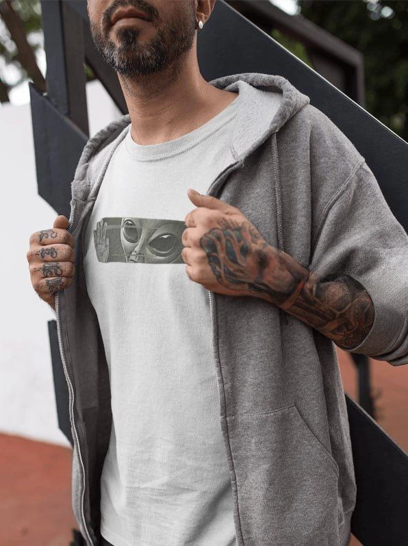 Unisex Crew Neck Printed Oversize T-Shirt - White