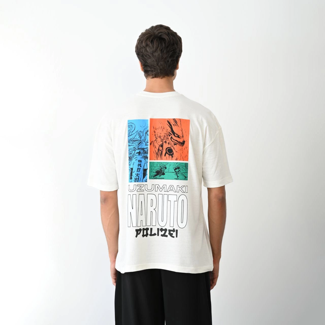 Unisex Crew Neck Printed Oversize T-Shirt - White