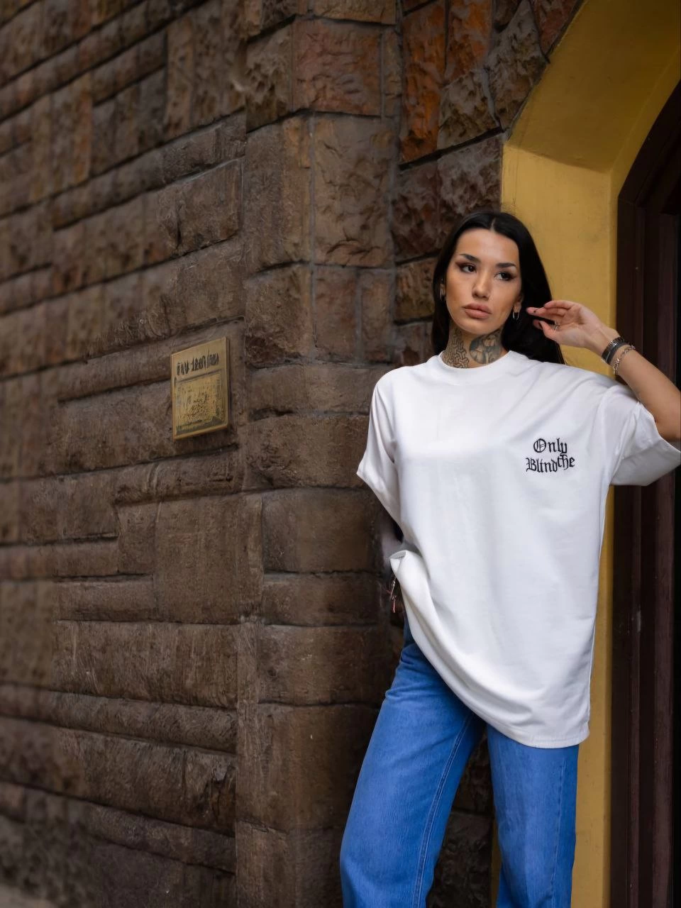 Unisex Crew Neck Printed Oversize T-Shirt - White