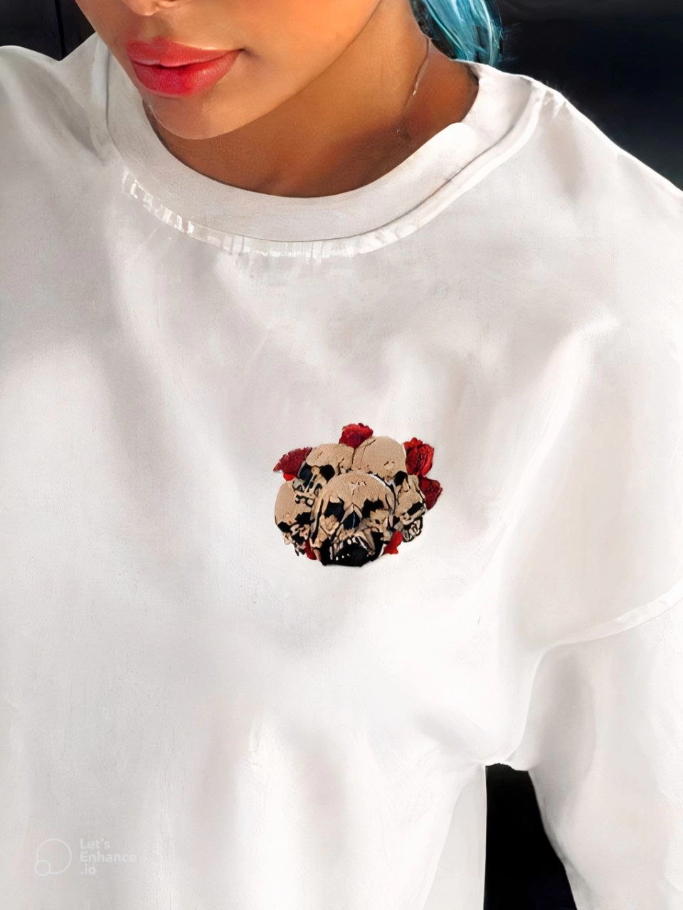 Unisex Crew Neck Printed Oversize T-Shirt - White