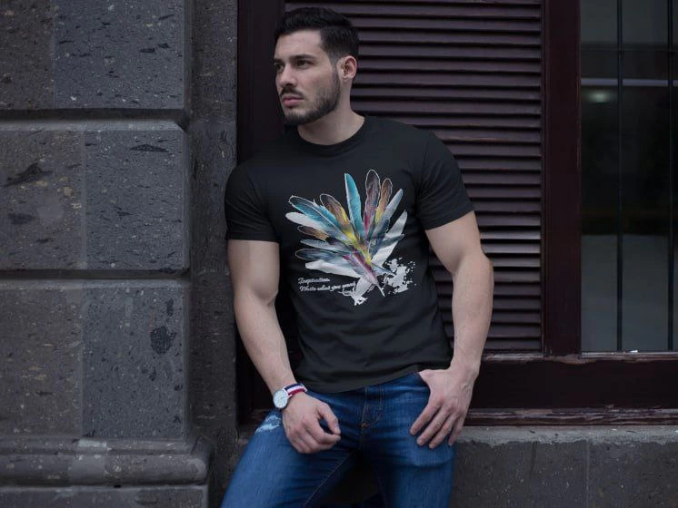 Unisex Crew Neck Printed Oversize T-Shirt - Black