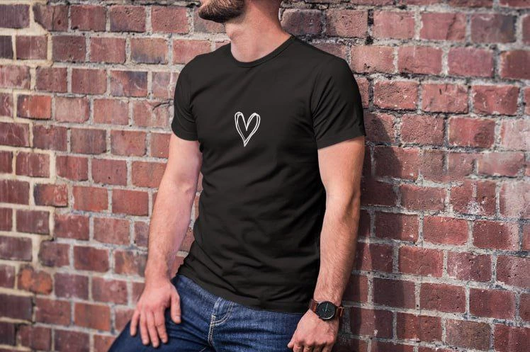 Unisex Crew Neck Printed Oversize T-Shirt - Black