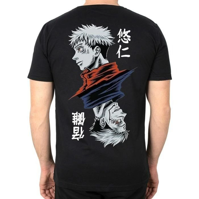Unisex Crew Neck Printed Oversize T-Shirt - Black