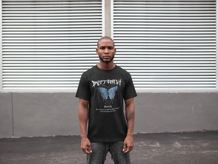 Unisex Crew Neck Printed Oversize T-Shirt - Black