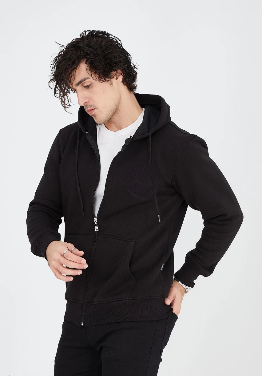 Unisex Full-Zip Hooded Sweatshirt - Black