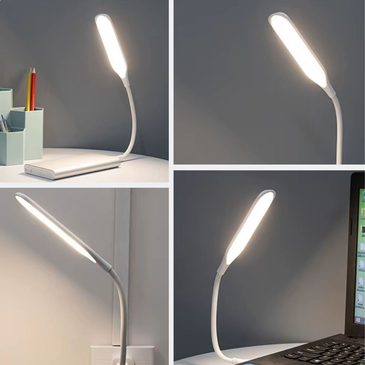 مصباح مكتبي/للقراءة بـ 14 مصباح LED بمنفذ USB، 3 مستويات إضاءة باللمس، ضوء أبيض (5347)