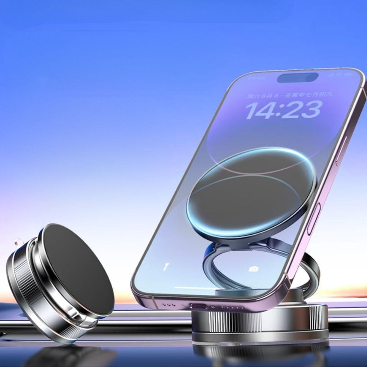 Vakumlu Manyetik Telefon Tutucu - Güçlü Vakum 360 Derece Döner Araç İçi Telefon Standı, Ultra Sabit Manyetik Destekli Mobil Cihaz Aparatı (5347)