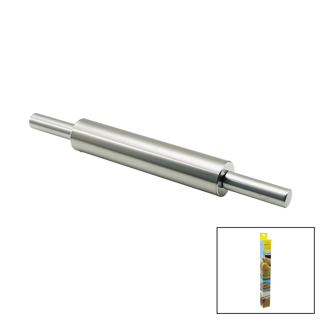 VOCEN ROLLİNG PİN ÇELİK METAL MERDANE - HAMUR RULOSU MERDANE: 25CM - SAP: 2X9CM =T.UZUNLUK:43CM (5347)