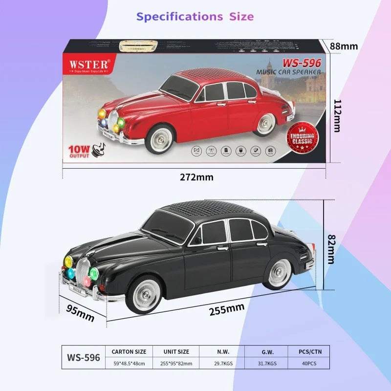 WS-596 Car-Shaped Wireless Bluetooth Speaker Black (5347)