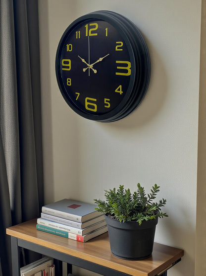 Prime Black 40 cm Metal Modern Tasarım Duvar Saati