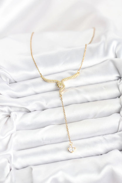 Mey İthalat® 316L Çelik Zincir Gold Renk Yılan Model Y Kolye