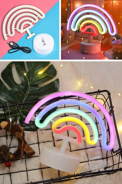 Plastik Gökkuşağı Neon LED Işık - Dekoratif Renkli Masaüstü ve Ambiyans Aydınlatması