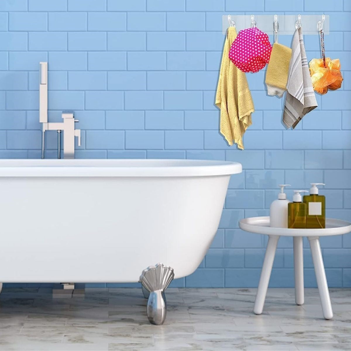 Starixa® 5'li Güçlü Yapışkanlı Şeffaf Duvar Askısı Banyo Mutfak Düzenleyici Pratik Askılık