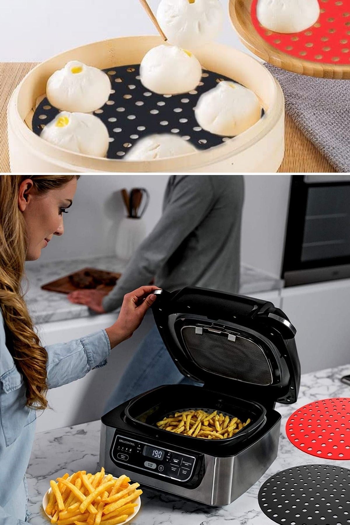 Starixa® Renkli Isıya Dayanıklı Yıkanılabilir Silikon Fırın Ve Airfryer Yuvarlak Pişirme Matı 20 Cm