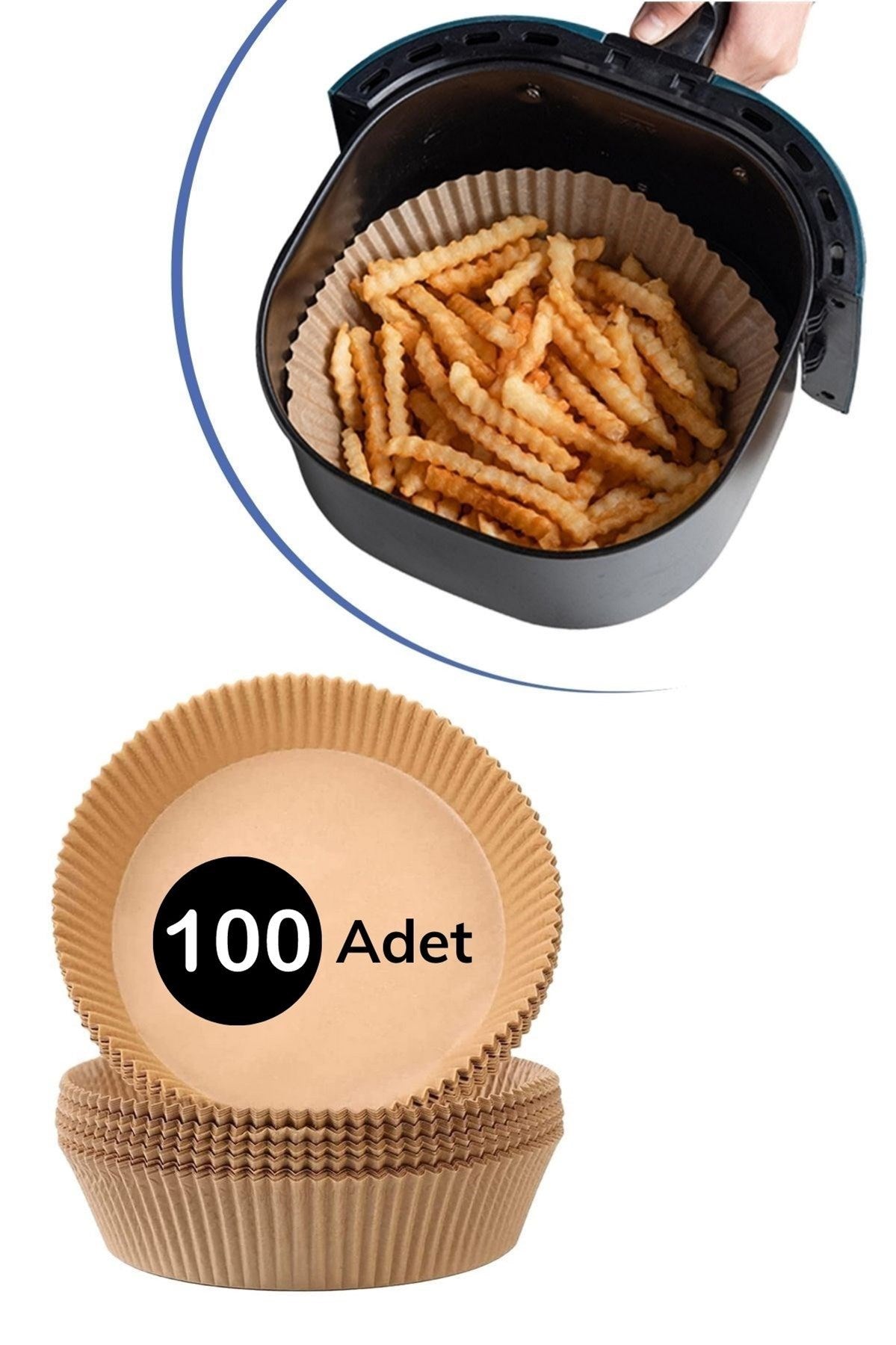 Starixa®100 Adet  Air Fryer Pişirme Kağıdı Tek Kullanımlık  Yağlı Kağıdı Yuvarlak Tabak Model