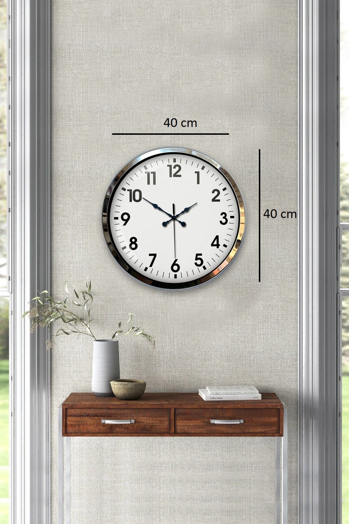 Krom Elegance 40 Cm Metal Standart Duvar Saati