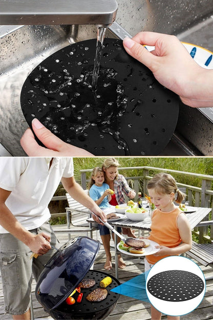 Starixa® Siyah Isıya Dayanıklı Yıkanılabilir Silikon Fırın Ve Airfryer Yuvarlak Model Pişirme Matı 20 Cm