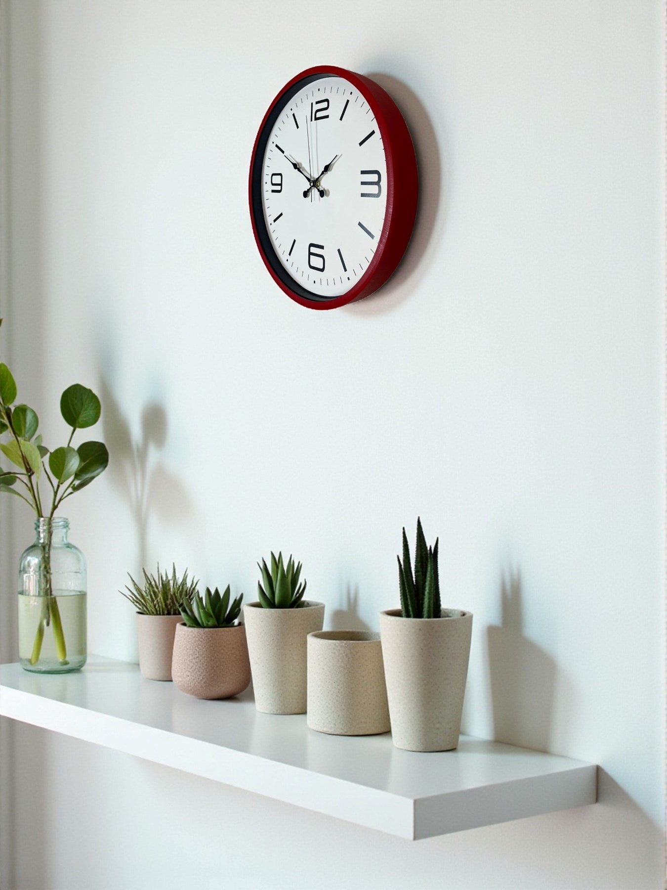 36 Cm Kırmızı Modern Dekoratif Duvar Saati
