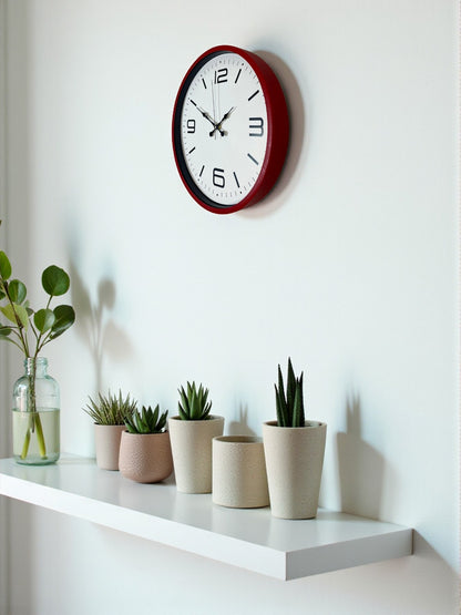 36 Cm Kırmızı Modern Dekoratif Duvar Saati
