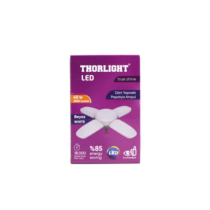 1+4 KOLLU - YAPRAKLI PERVANE MODELİ PAPATYA BEYAZ LED LAMBA AMPUL 40W - E27 P-6040B (5347)
