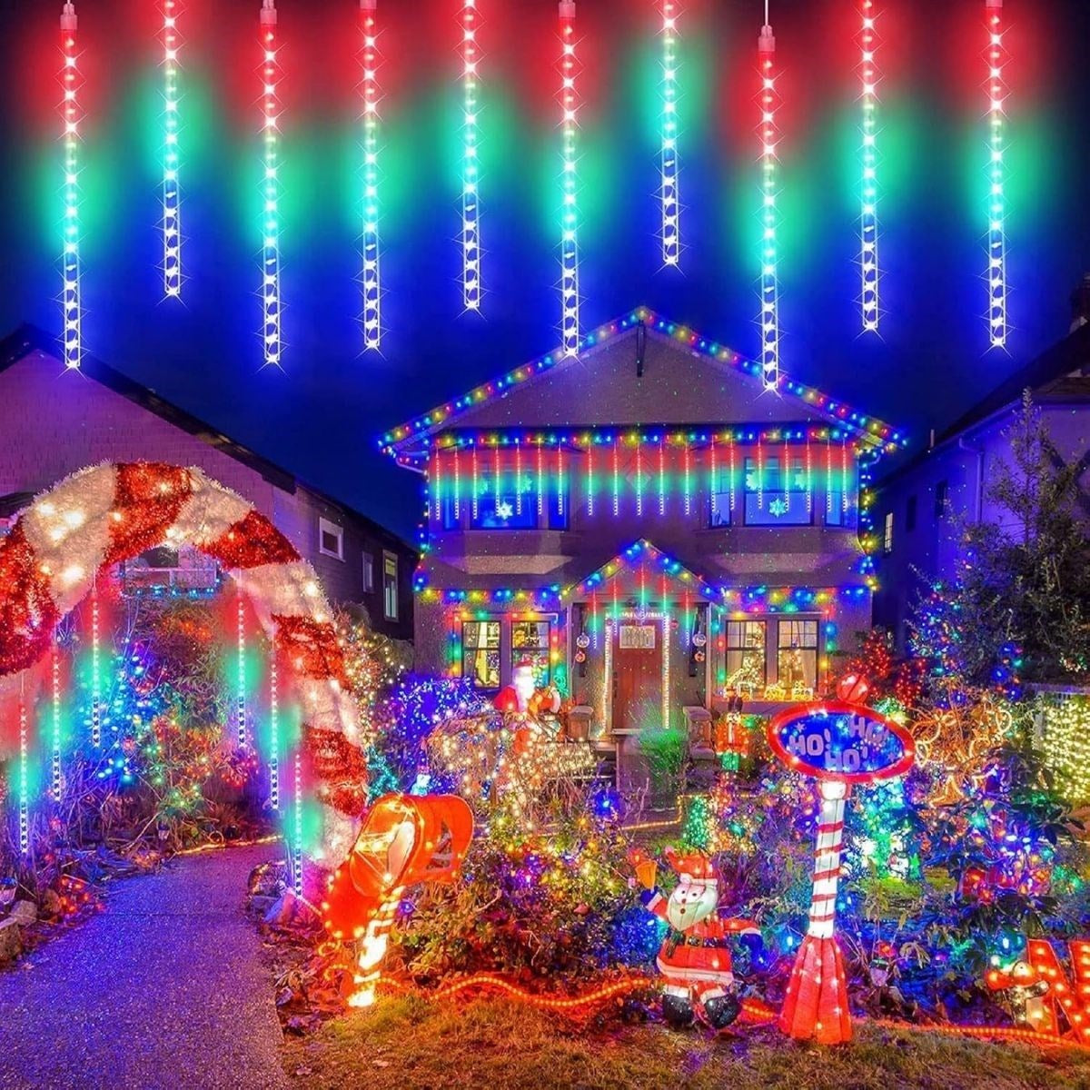 10-Pack 45 CM Long Plastic Meteor Shower 2m Cable LED USB RGB Tree Light - Color Changing Hanging Decorative Garden and Outdoor Lighting (5347)