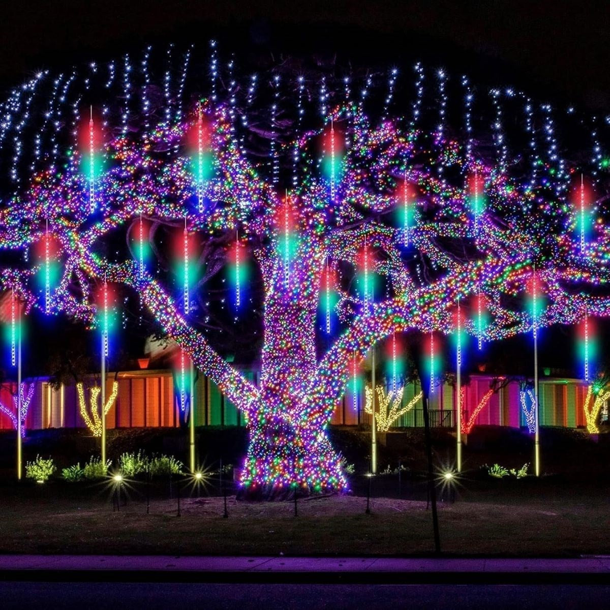 10-Pack 45 CM Long Plastic Meteor Shower 2m Cable LED USB RGB Tree Light - Color Changing Hanging Decorative Garden and Outdoor Lighting (5347)