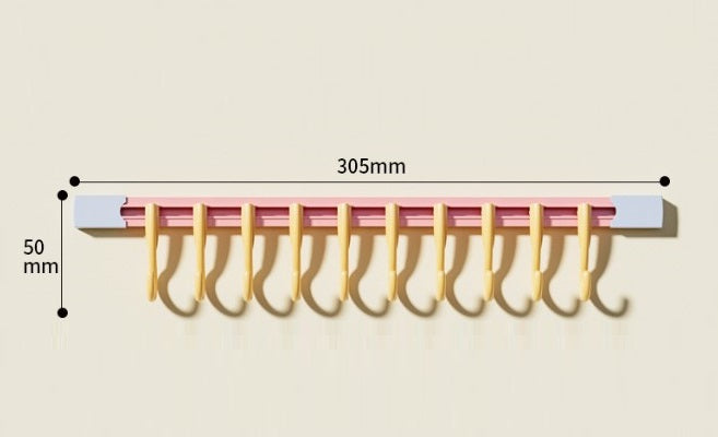 10 Kancalı Raylı Mutfak ve Banyo Düzenleyici Askı 30 cm (5347)