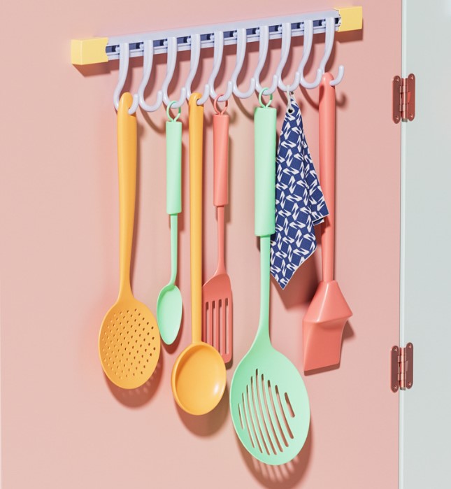 10 Kancalı Raylı Mutfak ve Banyo Düzenleyici Askı 30 cm (5347)