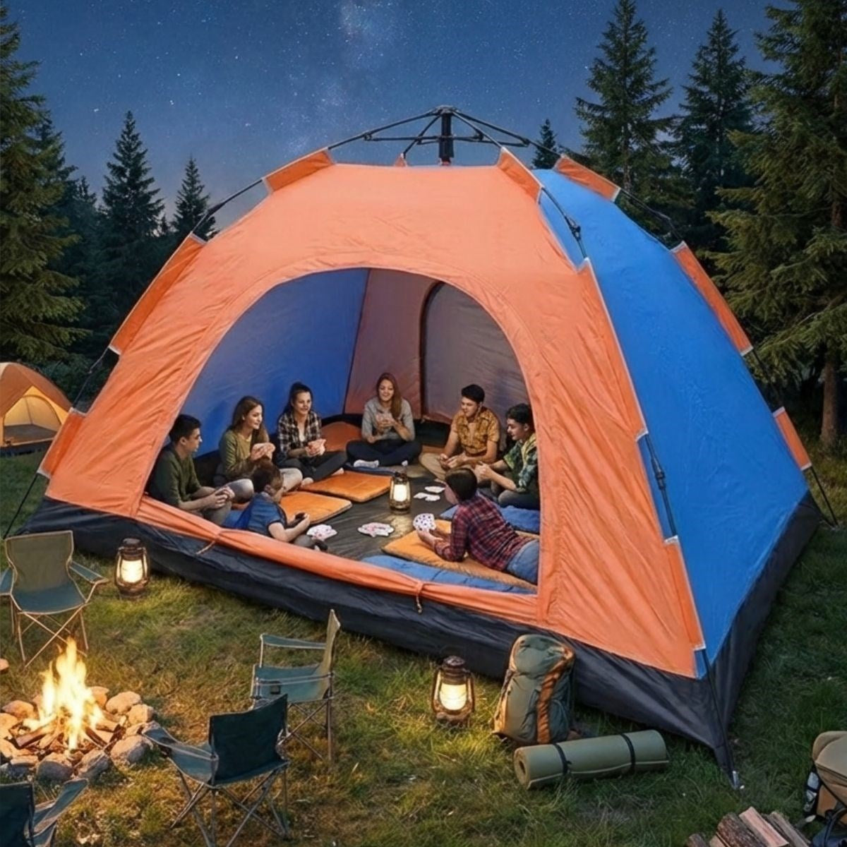 10 Kişilik Otomatik Kurulum Kamp Çadırı - Outdoor , Suya Dayanıklı Hızlı Kurulum Piknik ve Doğa İçin Geniş Aile Çadırı 300x300x170 cm (5347)