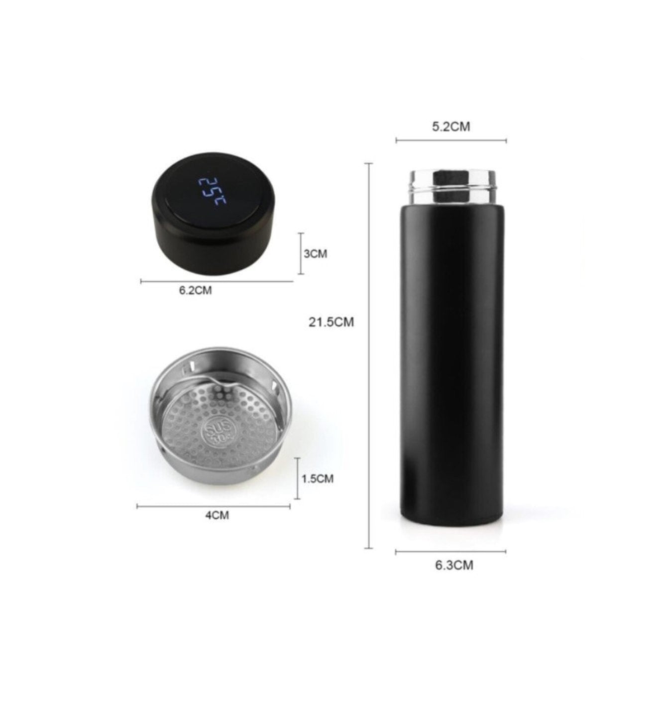 Dijital Sıcaklık Göstergeli Renkli Çelik Termos - 500 ML (5347)