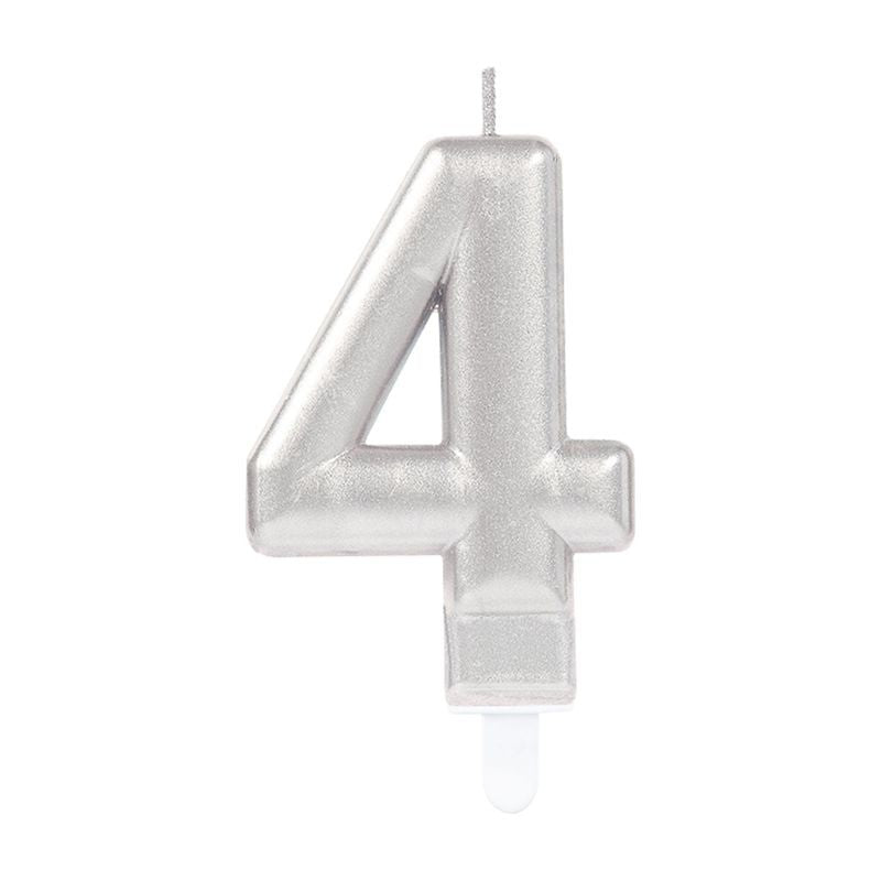 4 Number Candle Silver Color (5347)